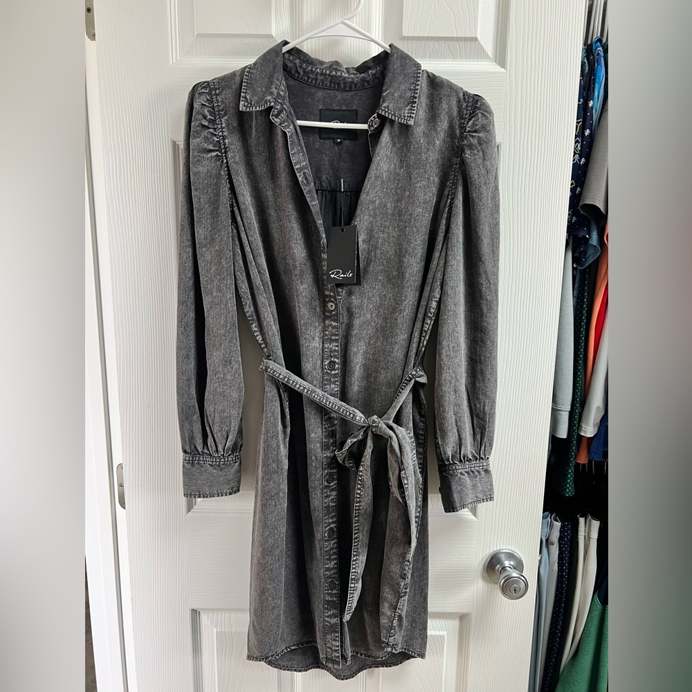 Rails Button Down Shirt Dress Adele Acid Wash Medium NEW